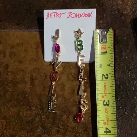 Betsey Johnson Jingle Bells Holiday Post and Clutch Dangle Earrings - Picture 5 of 5